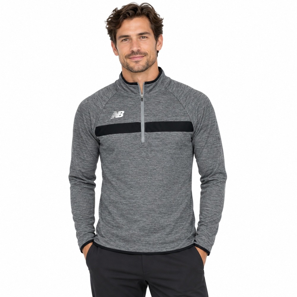 New Balance Pullover Mens Medium Grey NB Dry Half Zip Athletic TFWT968